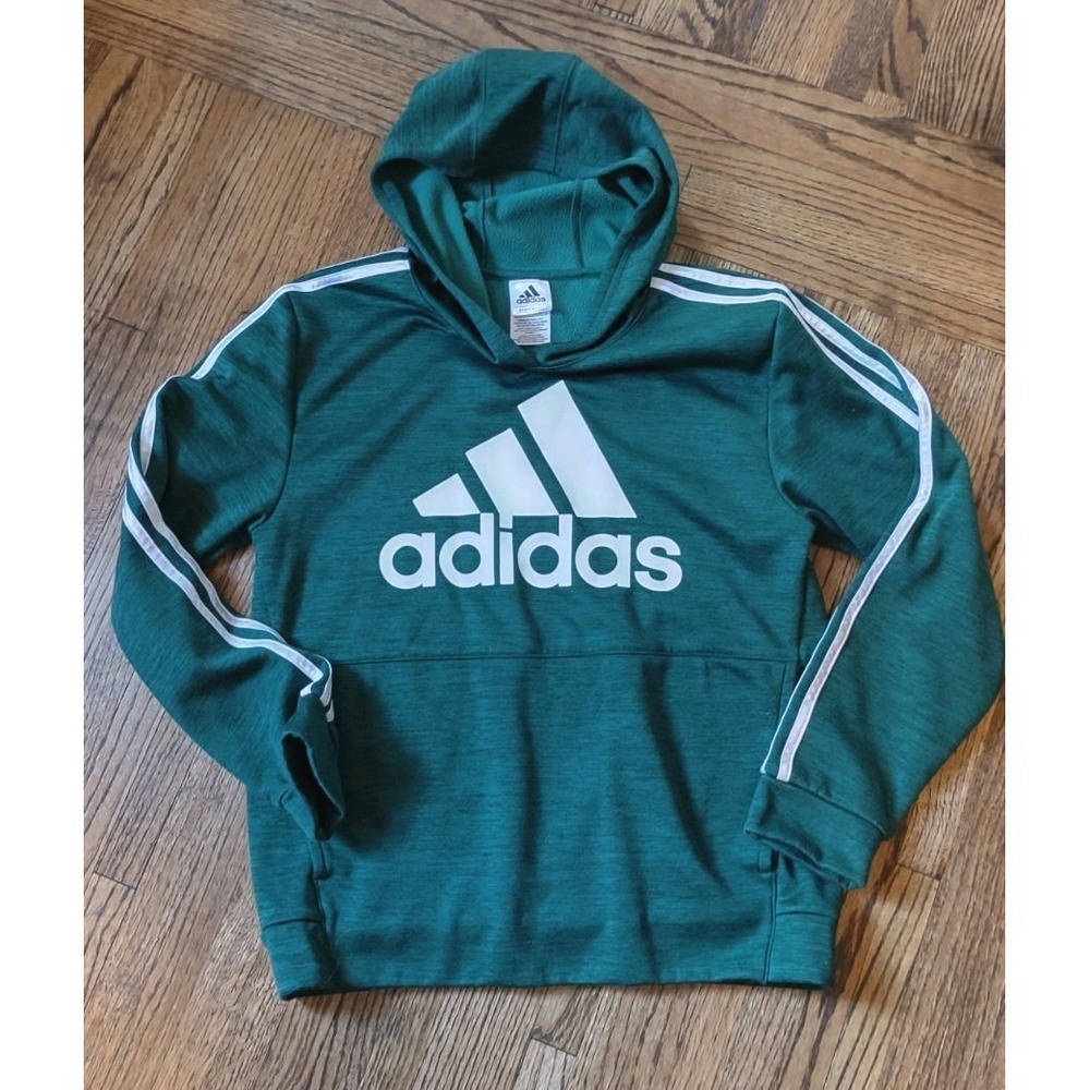 Adidas Youth Boys XL 18/20 Essentials 3-Stripe Fleece Hoodie Forest Green